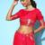 red floral saree with solid border