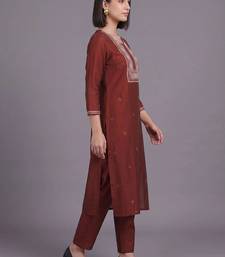 women ethnic motifs embroidered regular thread work kurta with trousers & dupatta