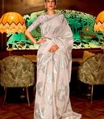 white woven design zari saree