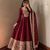 Women's maroon heavy zari & sequins work anarkali suit set with straight pant and embroidered dupatta