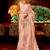 peach peach-coloured & gold-toned floral silk blend muga saree