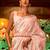 peach peach-coloured & gold-toned floral silk blend muga saree