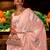 peach peach-coloured & gold-toned floral silk blend muga saree