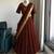 Brown Viscose Georgette Zari Weaving Border With all over Lining with Sequence Lehenga Choli with Dupatta