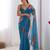 blue floral pure chiffon saree