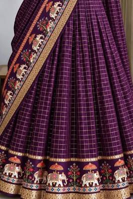 Wine Viscose Zari Weaving Border Lehenga Choli with Dupatta- full stitched free size 2