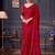 red embellished sequinned pure georgette heavy work saree