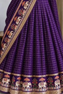 Purple Viscose Zari Weaving Border Lehenga Choli with Dupatta- full stitched free size 2