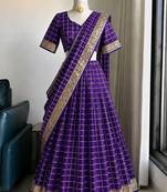Wine Viscose Georgette Zari Weaving Border Lehenga Choli with Dupatta- full stitched free size