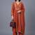 women ethnic motifs embroidered pleated thread work kurta with trousers & with dupatta