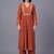 women ethnic motifs embroidered pleated thread work kurta with trousers & with dupatta