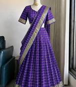 Purple Viscose Georgette Zari Weaving Border Lehenga Choli with Dupatta- full stitched free size