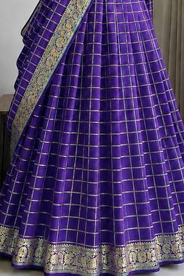 Purple Viscose Georgette Zari Weaving Border Lehenga Choli with Dupatta- full stitched free size 2