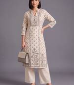 women ethnic motifs printed regular kurta with palazzos