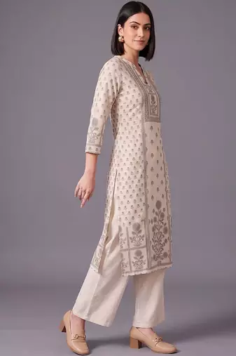 women ethnic motifs printed regular kurta with palazzos