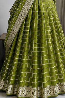 Pista Viscose Georgette Zari Weaving Border Lehenga Choli with Dupatta- full stitched free size 2