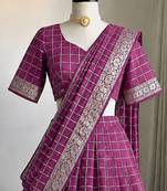 Pink Viscose Georgette Zari Weaving Border Lehenga Choli with Dupatta- full stitched free size