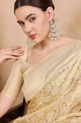 cream woven design zari kanjeevaram saree
