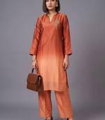 women ombre embroidered regular thread work kurta with trousers