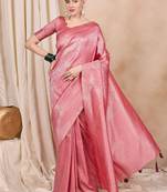 pink woven design zari kanjeevaram saree