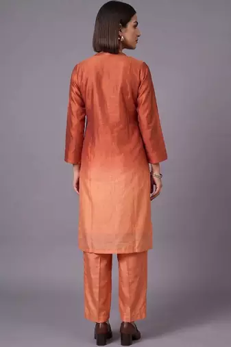 women ombre embroidered regular thread work kurta with trousers