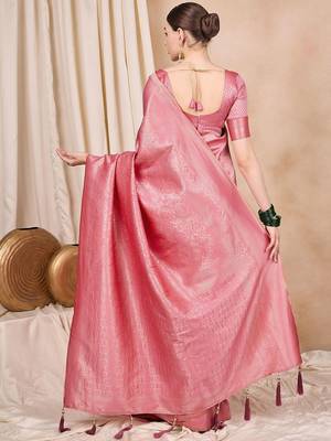 pink woven design zari kanjeevaram saree 3