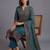 women ethnic motifs printed regular chanderi silk kurta with trousers & with dupatta