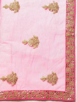 pink floral embroidered georgette saree 4