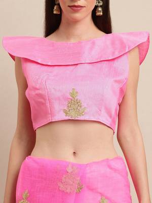 pink floral embroidered georgette saree 5