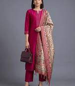 women ethnic motifs regular kurta with trousers & with dupatta
