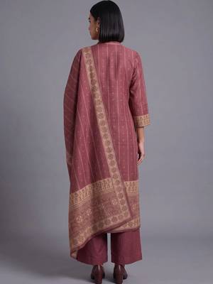 women ethnic motifs printed regular kurta with palazzos & with dupatta 4
