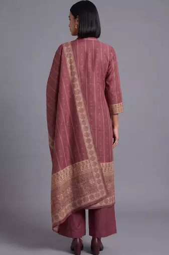 women ethnic motifs printed regular kurta with palazzos & with dupatta