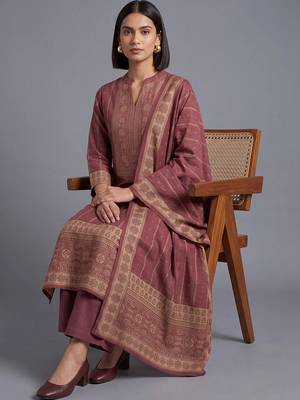 women ethnic motifs printed regular kurta with palazzos & with dupatta 5