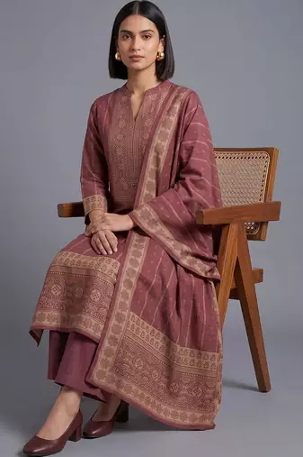 women ethnic motifs printed regular kurta with palazzos & with dupatta