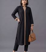 women colourblocked regular kurta with trousers