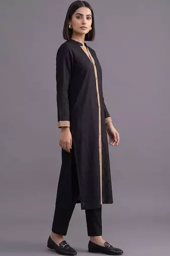 women colourblocked regular kurta with trousers