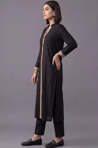 women colourblocked regular kurta with trousers