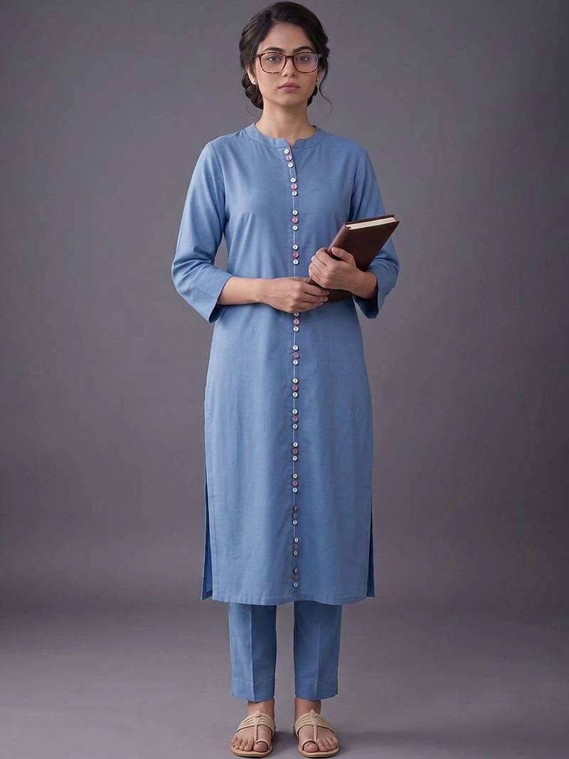 women regular kurta with trousers