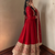 Women's red heavy zari & sequins work anarkali suit set with straight pant and embroidered dupatta