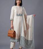 women printed regular kurta with trousers & with dupatta