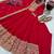 Women's red heavy zari & sequins work anarkali suit set with straight pant and embroidered dupatta