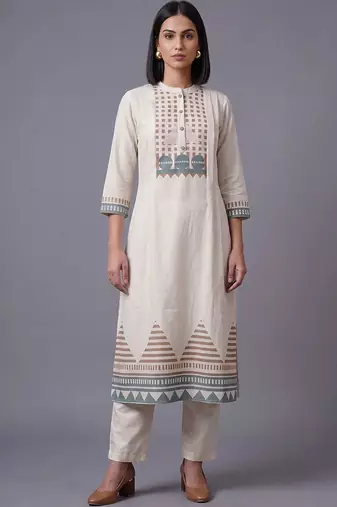 women printed regular kurta with trousers & with dupatta