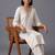 women ethnic motifs embroidered regular thread work kurta with trousers
