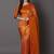 orange orange & gold-toned ethnic printed silk blend saree
