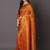 orange orange & gold-toned ethnic printed silk blend saree