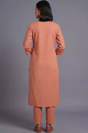 women ethnic motifs embroidered regular thread work kurta with trousers