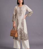 women ethnic motifs printed regular kurta with palazzos