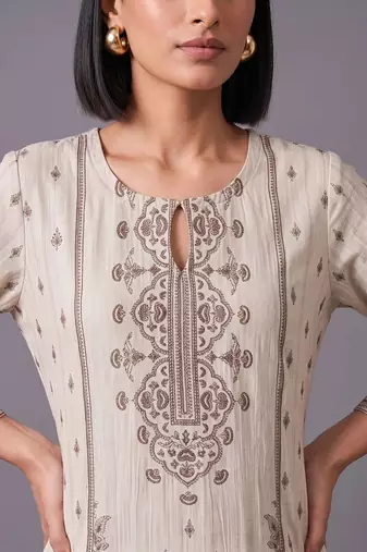 women ethnic motifs printed regular kurta with palazzos