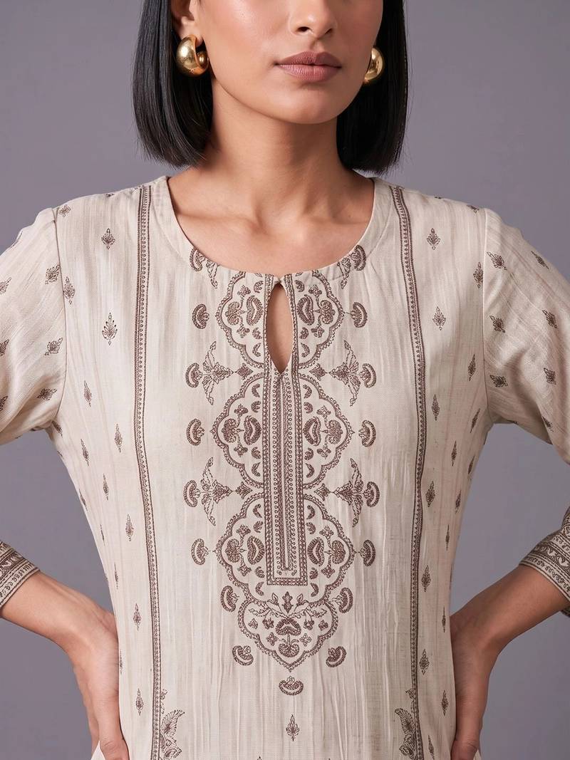 women ethnic motifs printed regular kurta with palazzos