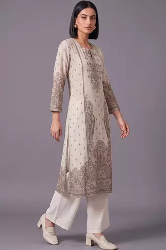 women ethnic motifs printed regular kurta with palazzos